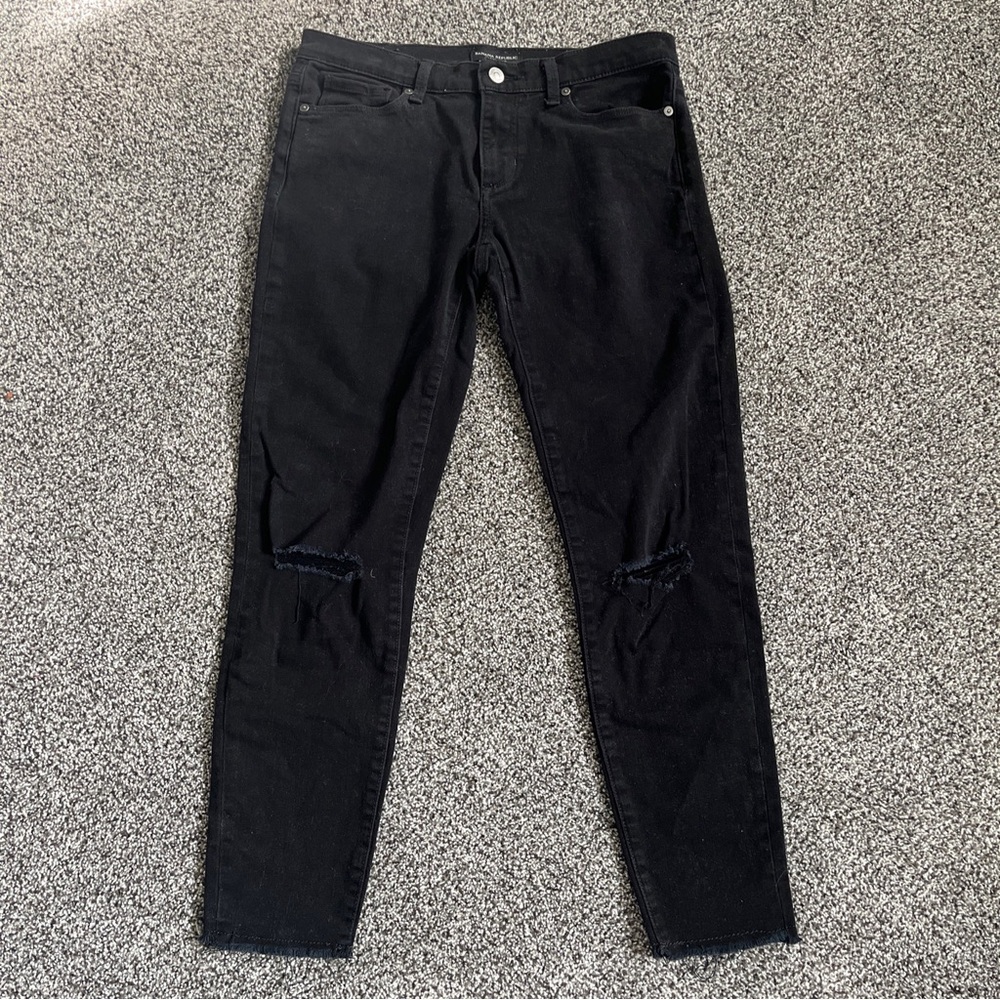 Banana Republic Women’s Skinny Jeans Black Size 28 Distressed Ankle Denim